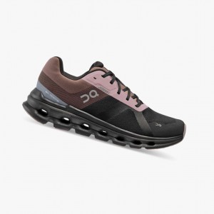 Black / Purple On Cloudrunner Waterproof Women Running Shoes | HNLJ28345