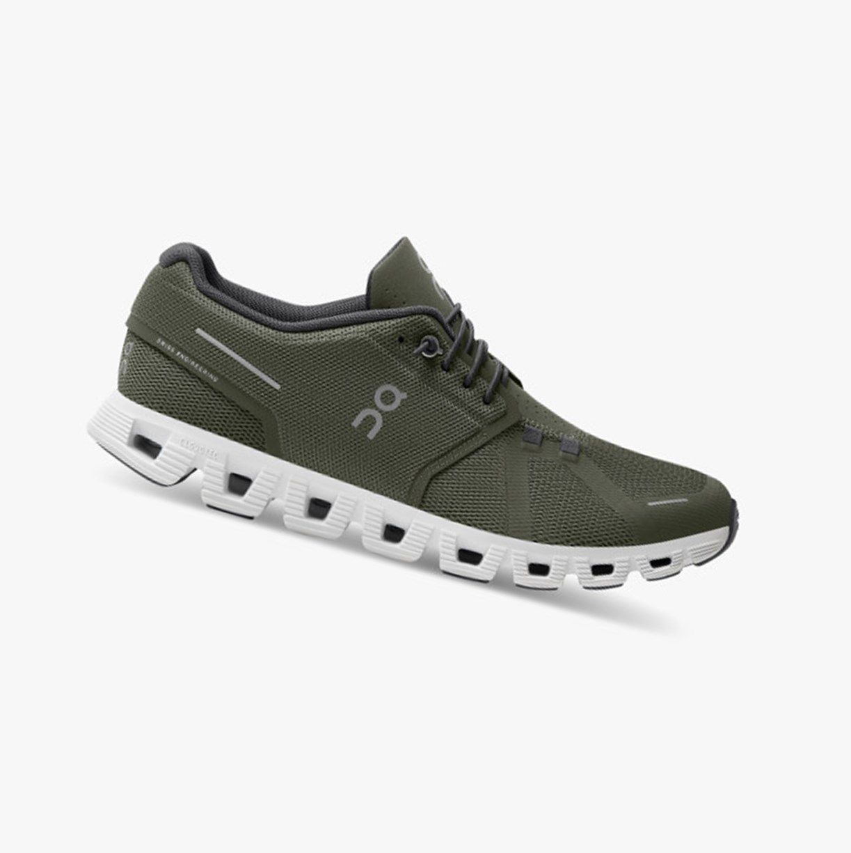 Olive / White On Cloud 5 Men Running Shoes | ZXVU72316